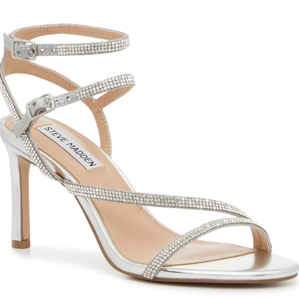 Steve Madden Graycen Silver Strappy Heels